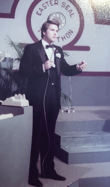 Jim hosting the Easter Seals telethon, Richmond 1981