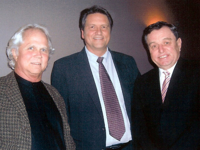 Actor Tony Dow, left, with Jim Longworth, center, and Dow's 'Leave it to Beaver' co-star Jerry Mathers, right